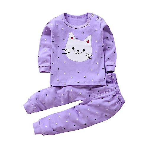 Toddler Girls Sweatsuit Outfits Organic Cotton Long Sleeve Tee Tops Crewneck Sweatshirt with Pants (Purple, 2-3 Years)