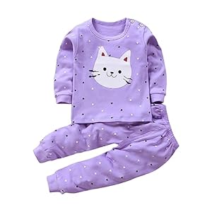 Toddler Girls Baby Girls Long Sleeved Cat Print Tops and Pants Outfits&Sets Cute Baby Girls Sets Toddler Clothes