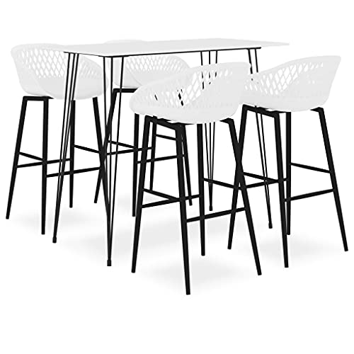 Conjunto de comedor ahorra espacio con mesa alta y 4 taburetes robustos 2