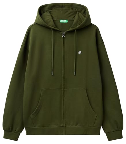 Felpa con zip e cappuccio in felpa di cotone organico. Patch logo a punto cuore.