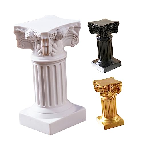 HYTROVE 3 Piezas Soporte de Velas Decorativo de Columna Romana de de Blanco Negro y Dorado Adornos para Micro y Decoración de Mesa