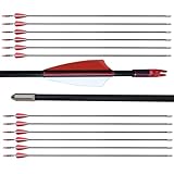 e5e10 28' Target Arrows Youth Beginners Practice Fiberglass Arrows for Recurve Bow（Safety Blunt Tips (Red)