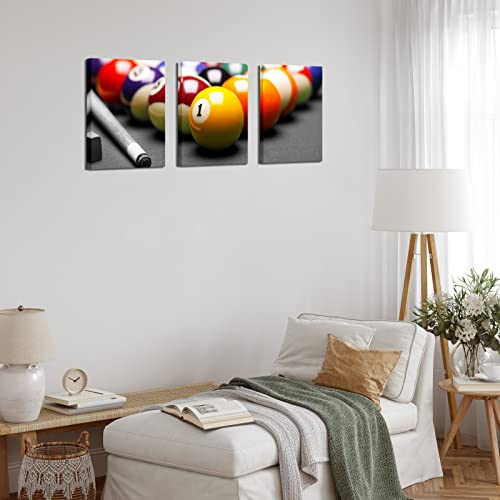 Apicoture Billiards Picture Canvas Wall Art Billiards Pool Hall Poster Pool Table Pictures Pool Room Wall Decor Ready to Hang 12"x16"x3 Pieces - Image 6