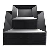 Liacere100PCS Black Plastic Plates - Premium Black Square Disposable Plates - Include 50PCS 9.5inch Black Dinner Plates - 50PCS 6inch Black Dessert Plates for Party & New Year & Halloween