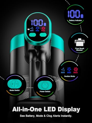 Image of Cordless Vacuum Cleaner, 58KPa /60Mins 10 in 1 Self-Standing Stick Vacuum