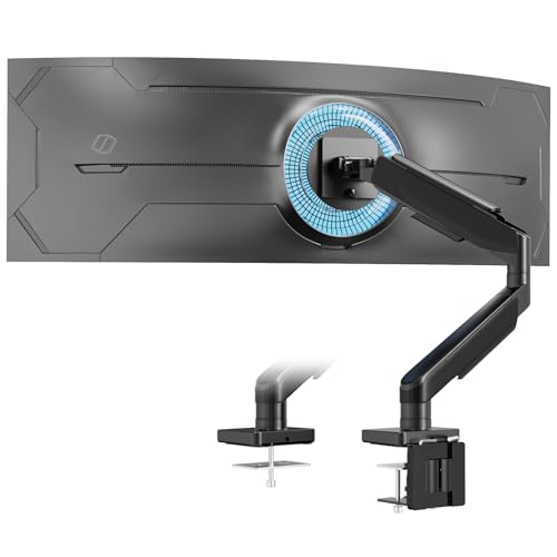 IMtKotW Brazo de Monitor para Pantallas Planas y Curvas de 17 a 49 Pulgadas, Soporte con Resorte de Gas Hasta 20 kg, Totalmente Ajustable, VESA 75/100 mm