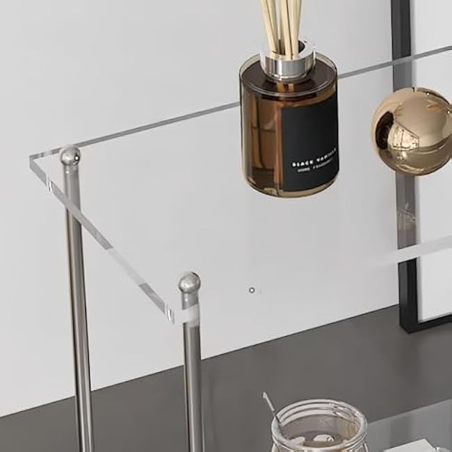 3-Tier Clear Acrylic Cart with Wheels Modern Rolling Utility Serving Trolley Multi-Room Storage Cart for Living Room Bathroom Long-Lasting-BWQKByi6