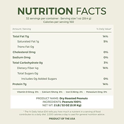 Image of Beyond Nature Dry Roasted Peanuts - Unsalted 2 Pound (32 oz) Vacuum Sealed Non GMO, No Oil & No Salt, Low Carb, Keto Friendly & Vegan Snack (Pack of 3)