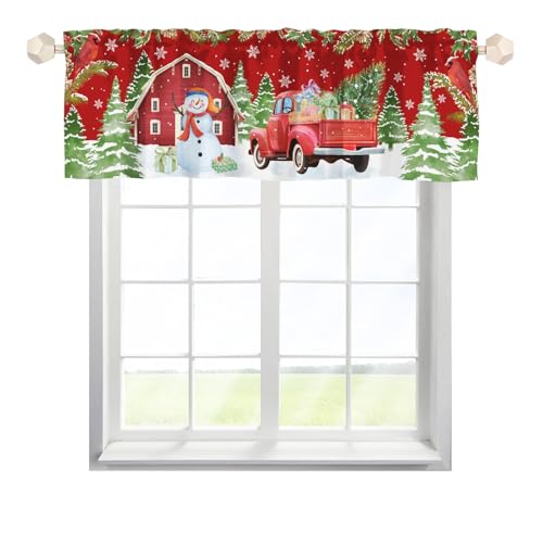 Hliyty Curtains Valance,Christmas Snowman Short Curtains Valance for Small Window,Blackout Curtain Valances,Rod Pocket Curtain Valance,Window Curtains for Bedroom Living Room Christmas Decor