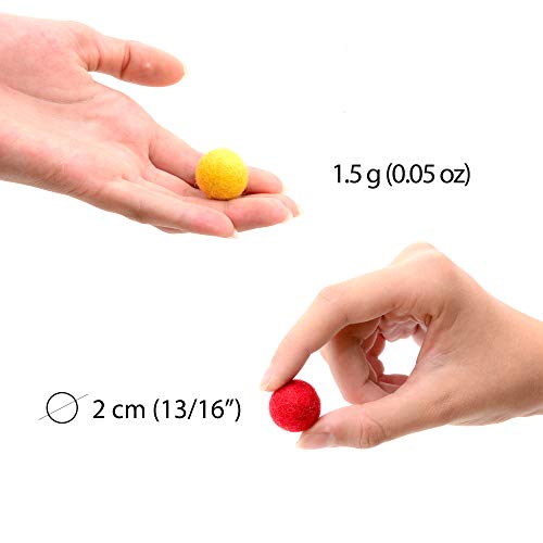 Glaciart Felt Pom Poms, Wool Balls (120 Pieces) Handmade Felted 40 Color (Red, Pink, Blue, Orange, Yellow, Gray, Black, White, Pastel & More) 2 cm â€“ 0.8 Inch, Bulk Small Puff for Felting & Garland