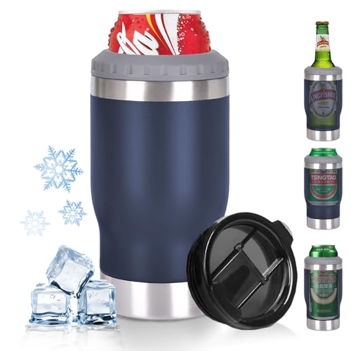 Hieleras, Outdoors Enfriador de bebidas de 4 en 1, Porta caguama de 14 onzas con destapador, Termo para cerveza con dos tapas, Porta cerveza de acero inoxidable 304, Para lata...