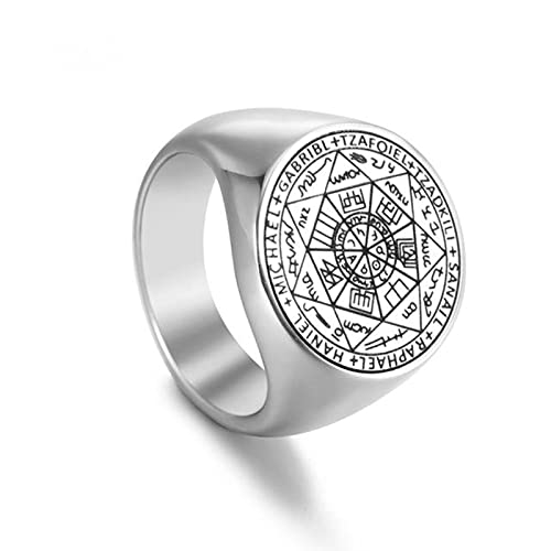 Bague Viking homme en acier titane anti-ternissement avec talisman des archanges