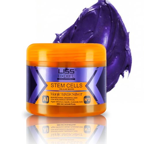 Liss Expert Stem Cells Purple Magic Hair Mask | Argan Oil Keratin & Hyaluronic Acid Deep Conditioning Mask | Hydration Shine & Frizz Control for All Hair Types | 250 ml / 8.45 fl oz