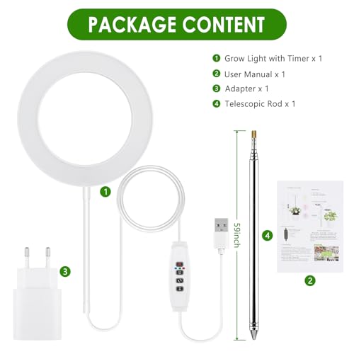 EINFEBEN Pflanzenlampe Vollspektrum,LED Grow Lampe 15W,mit Rot Blau Licht,Pflanzenleuchte für Zimmerpflanzen Gemüse und Blumen im Gewächshaus 8 EINFEBEN Pflanzenlampe Vollspektrum,LED Grow Lampe 15W,mit Rot Blau Licht,Pflanzenleuchte für Zimmerpflanzen Gemüse und Blumen im Gewächshaus – Bild 8