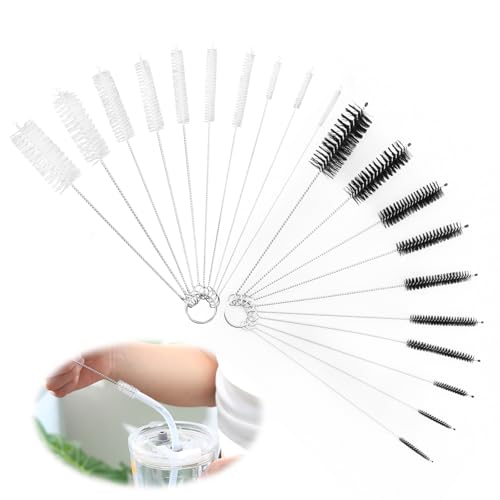 20pcs Botella de Limpieza Cepillos, Cleaning Bottle Brush Set, Cepillos de Limpieza para Botellas y Pajitas, Cepillos de Acero Inoxidable y Cerdas de Nylon, Ideal para Botellas, Tetera, Jarras y Má