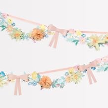 Meri Meri Flower & Bow Party Garland Pack of 1, 13 Flower Garland with Excess Cord