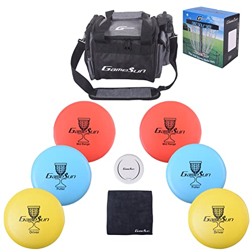 Disc Golf Starter Set,Disc Golf Set With 6 Discs, 1 Marker,1 Towel And Starter Disc Golf Bag Fairway Driver #TOP2