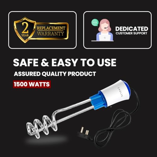 Image of Cadlec Nova 1500W Shockproof Advanced Technology Electric Water Heater Immersion Rod With Waterproof & Protection | Instant Heating | ISI Certified 2 Year Warranty