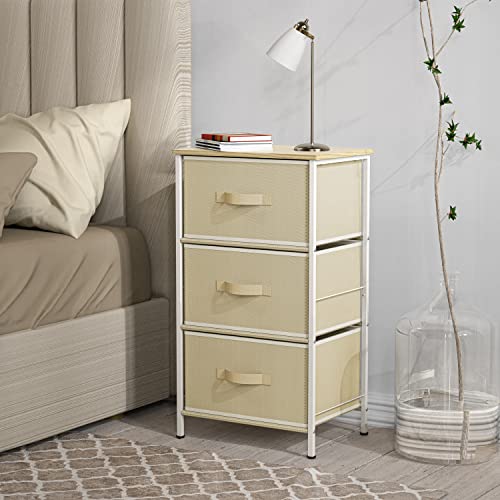 Simple Houseware Nightstands Dresser For Bedroom 3-Tier Organizer Drawer Storage Tower, Beige #TOP1