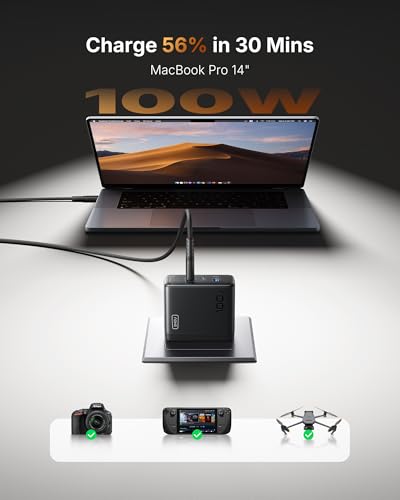 Image of INIU 100W USB C Charger, 3-Port GaN Fast Charging Block with 5ft USBC Cable