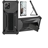 bojioderf Coque pour Infinix Hot 11 2022 Coque �tui Case Cover Hybride [avec Protection d'�cran en Verre tremp�] [support magn�tique Pliable] [givr� r�sistant aux Empreintes digitales] Noir