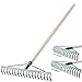 Produktbild KADAX Rechen, breite Harke für Garten, Beet, Rasen, Gartenharke, Bügelrechen, Rasenrechen aus Metall, Laubrechen, Laubbesen, Gartengerät, Heurechen, Gartenwerkzeug (18 Zinken, Holzstiel)