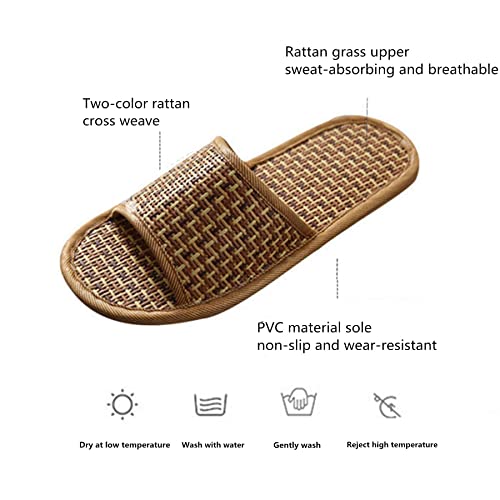 2 Pairs Rattan Grass Bamboo Slippers Flip Flop Slip on Bath Spa Slippers Sandal Indoor Lightweight Shoes for Men Women2