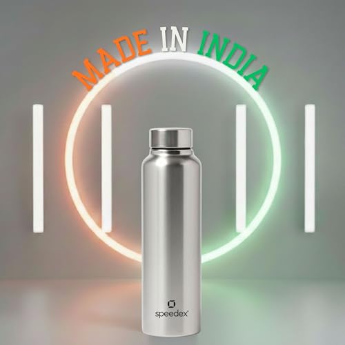 Image of Speedex Stainless Steel Water Bottle 1 Ltr, Leak Proof Screw Cap, BIS Approved 1000 ml Metal Bottle For Daily, Office, School, Gym, Travel Use for Men, Women, Kids, Adults, Silver, Set of 3