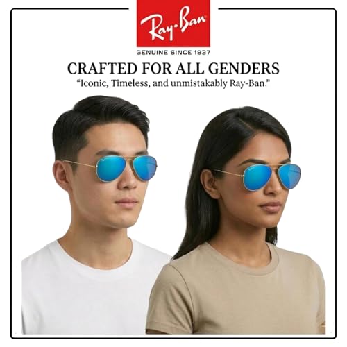 Image of Ray-Ban RB3025 AVIATOR FLASH LENSES Pilot Shaped Sunglasses for Men & Women with Official RAYBAN Eyewear Kit