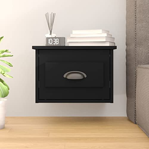 Table de chevet murale noire étroite pour libérer l'espace au sol du lit