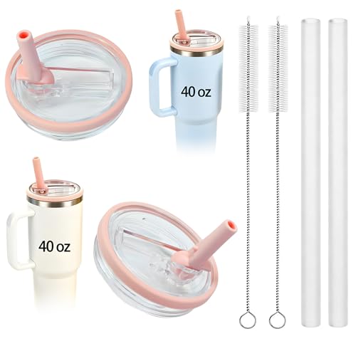 2 Pack 40 oz Replacement Lids Compatible with HydroJug 40oz Bottles Only Flip Straw Traveler Lids Leakproof Flip Top Caps Dishwasher Safe Lids Only No Bottle Included (Pink)