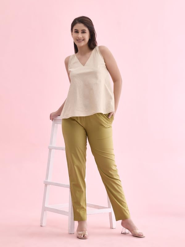 Image of GO COLORS Soft Cotton Pant Full Length for Women| Breathable, Mid Rise