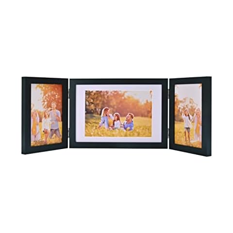 Donmills Triple Photo Frame Wooden Picture Frames Multiple Black Family Photo Frames 3 Photos Gifts for Mothers Day Wedding Birthday, 6x4 and 7x5 inches Cover
