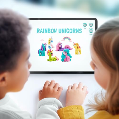 Image of HEY CLAY Modelling Air-Dry Clay with Fun Interactive App - Modeling Clay and Crafts Set for Kids Ages 3 to 8 - Series Rainbow Unicorns, 3 cans (Sunny)