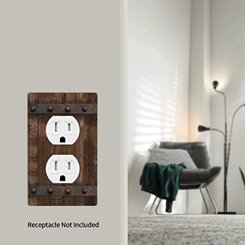 Rustic Farmhouse Brown Wood Print Outlet Covers Light Switch Cover Decorative Plastic Electrical Switch Plate Covers Wall Plates For Light Switches For Bathroom Bedroom Kitchen #TOP5