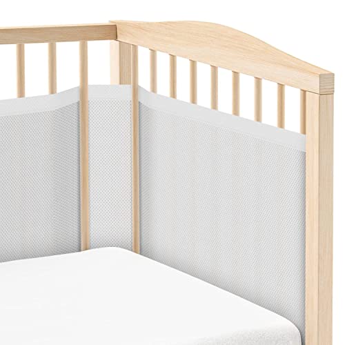 Protector de cuna para bebé, bordes de malla transpirable, para cuna, adecuado para recién nacidos, niños y niñas (gris claro) Cover