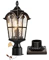 Hardwired 120V Dusk to Dawn Outdoor Post Light Black Roman, Waterproof Aluminum Pole Light Fixture with Pier Mount Base, Exterior Lamp Post Lantern Head with Clear Glass for Garden Yard Patio Pathway