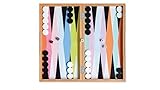 MATERIAL & GRÖSSE – Der Backgammonkoffer aus sorgfältig verarbeitetem Buchenholz ist 45,5 × 24,5 × 5,5 cm (L×B×H) groß. Die 30 Spielsteine und 5 Würfel aus Kunststoff garantieren jahrelangen Spielspaß