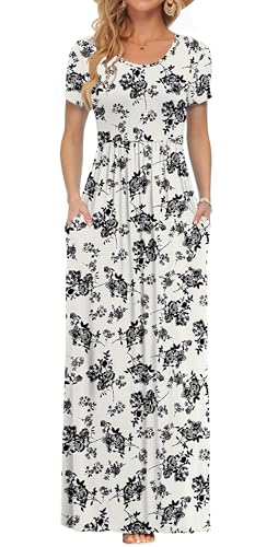 Image of AUSELILY Women's Classic Short Sleeve Loose Plain Casual Long Maxi Dresses for Women 2026