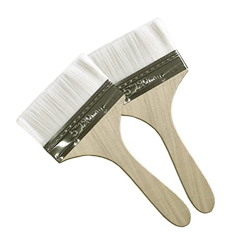 Paint Brush Deck Brush for Applying Stain Paint Brush Quick Decking, Fence, Walls and Furniture Paint Application 2 Pcs 5 inch (2)