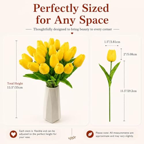 Image of Mandy's 20pcs Artificial Yellow Tulips