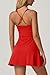 QINSEN Womens Sleeveless Athletic Dress Square Neck No Bra Tennis Dress Built in Shorts Red M