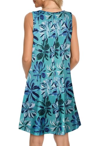 Image of elescat Womens Summer Dresses Casual V Neck Sleeveless Pockets Beach Loose Tank Sundress 2026