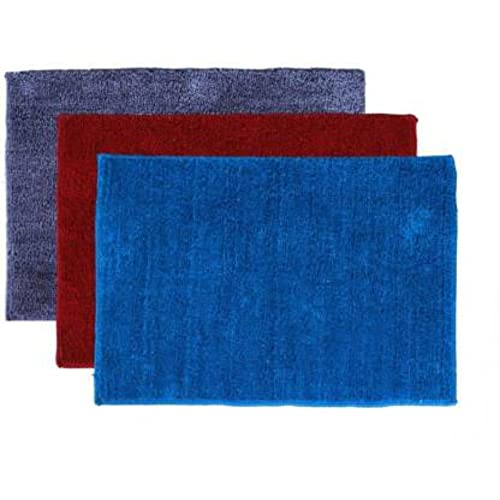 Image of Anti Skid Doormats for Home and Office Entrance Living Room and Bathroom Mats | Entrance Door Mats for Home and Office Entryway. (Pack of 3 (Blue-Red-N.Blue), 16x24)