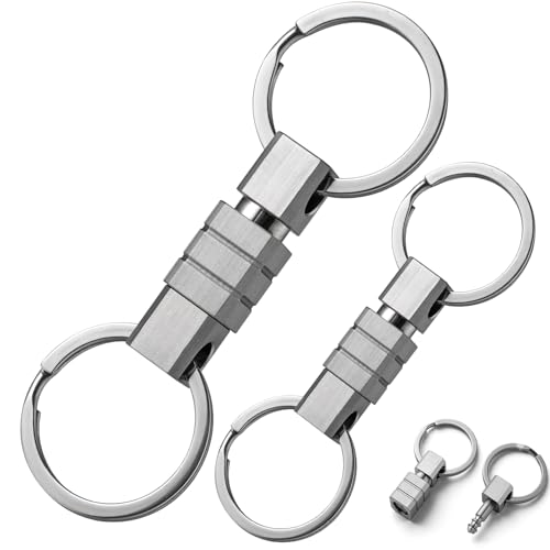 Image of TISUR Titanium Quick Release Keychain, Retractable Key Chain Detachable Keychain Clip,Pull Apart Key Rings for Men Women
