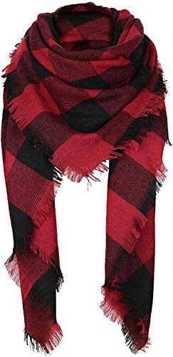 Women's Plaid Blanket Winter Scarf, Warm Cozy Tartan Wrap Oversized Shawl Winter Scarves for Women2