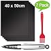 Produktbild FancyWhoop BBQ Grillmatte 50x40cm 7er Set 100% Antihaft BBQ Grillmatten Backmatte mit 1 Grillzange 1 Silikon Bürste für Kohle, Elektro & Gasgrills, Wiederverwendbar, PFOA-frei für bis 260°C/500