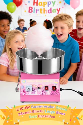 Image of Commercial Cotton Candy Machine 1000W - 15 inch Stainless Steel Bowl
