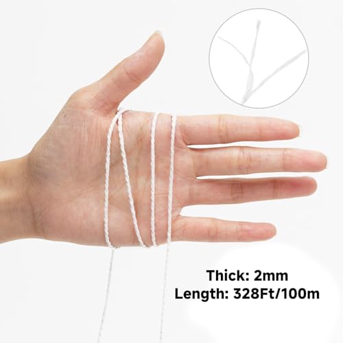 Image of jijAcraft 100M White Cotton String: 2MM White String for DIY Crafts, 328ft Natural Food Grade Cooking Cord, Butchers Twine for Kitchen Rotisserie Chicken, Tying Meat, Making Sausage