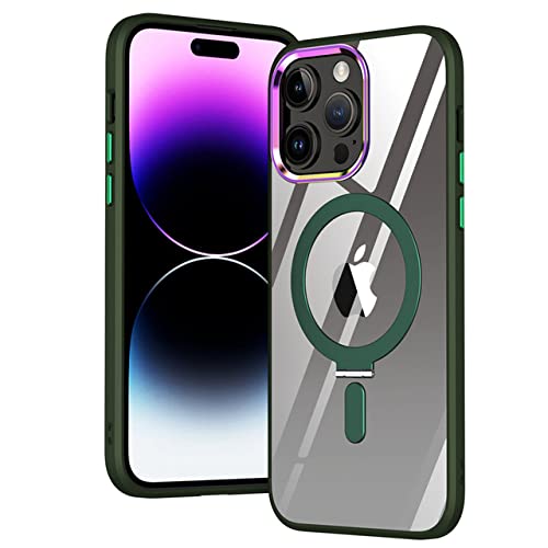 Support de charge magnétique coque iPhone 12 13 14 Pro Max transparente verte antichoc